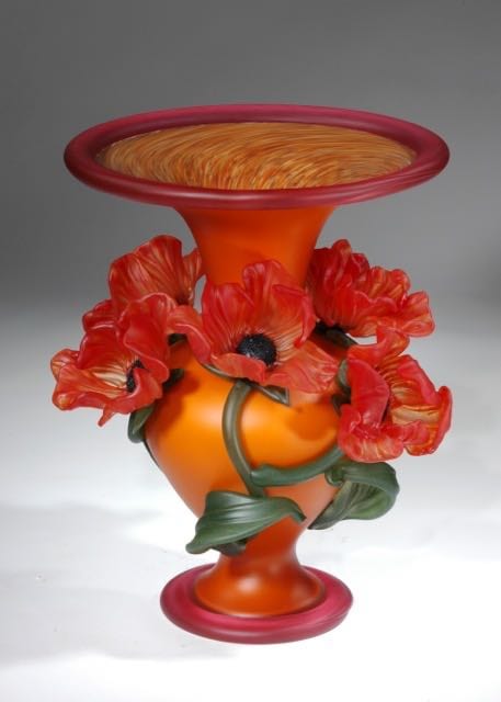 SALMON OVER RED WITH RED POPPIES
