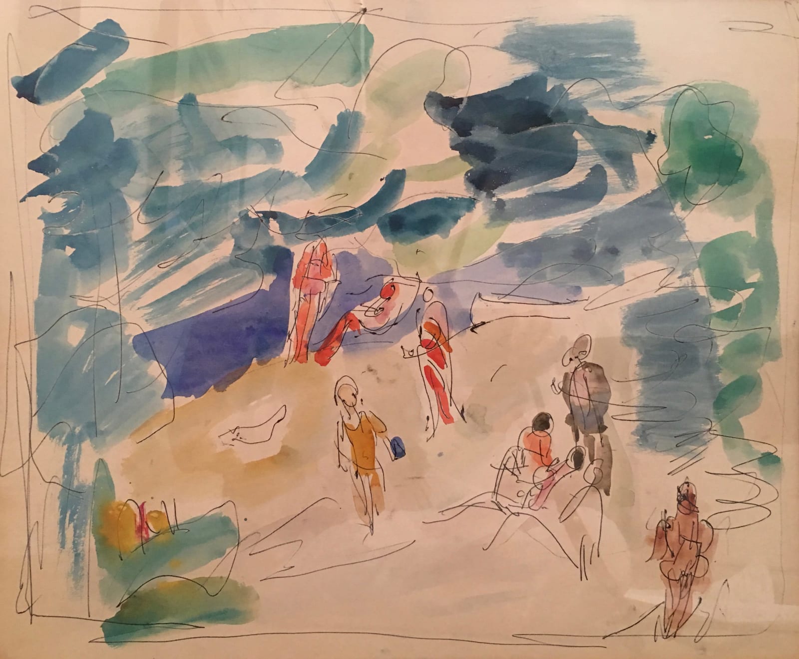 MID CENTURY WATER COLORSSERIES OF 5