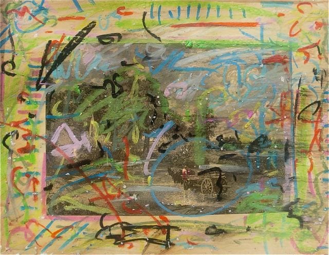 OIL PASTEL ON PRINT