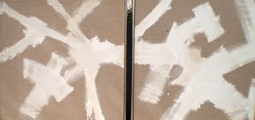 WHITE STUDIES ON LINEN DIPTYCH