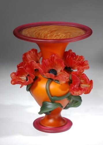 SALMON OVER RED WITH RED POPPIES