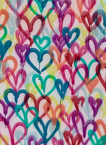 HEART BALLOONS IN FLIGHT 