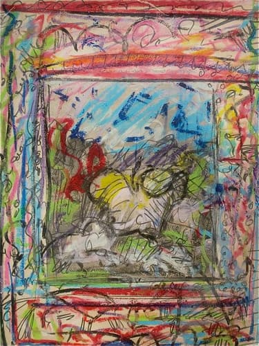 OIL PASTEL ON PRINT